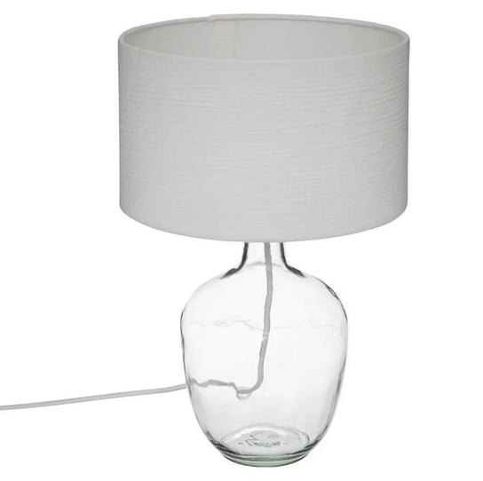 Lampa stołowa szklana z bawełnianym kloszem 43,5x27x27 cm Inna marka