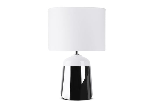 Lampa stołowa VENO srebrny/biały, Ø 22, h36,5, ceramika/tkanina Konsimo