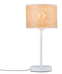 Lampa stołowa z abażurem Neordic Neta E27 drewno biały PAULMANN