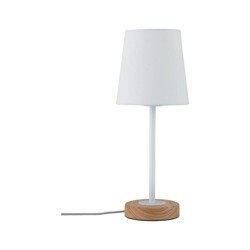 Lampa stołowa z abażurem Neordic Stellan E27 drewno biały PAULMANN