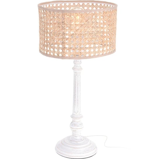 Lampa stołowa z abażurem z rattanu, Ø 22 x 46 cm, biała Home Styling Collection