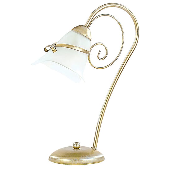 Lampa stołowa złota patyna biały szklany klosz Kokarda 1xE14 15W Luminex Luminex
