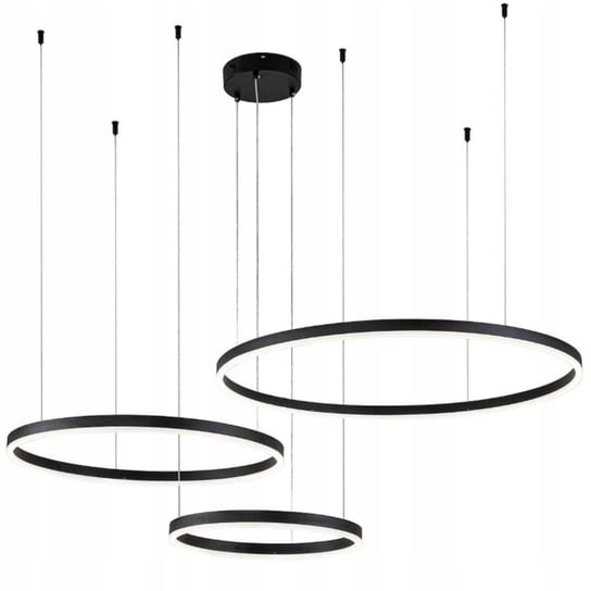 LAMPA SUFITOWA 3 RINGI czarna wisząca ŻYRANDOL LED + PILOT 113W 60/80/100cm bez marki