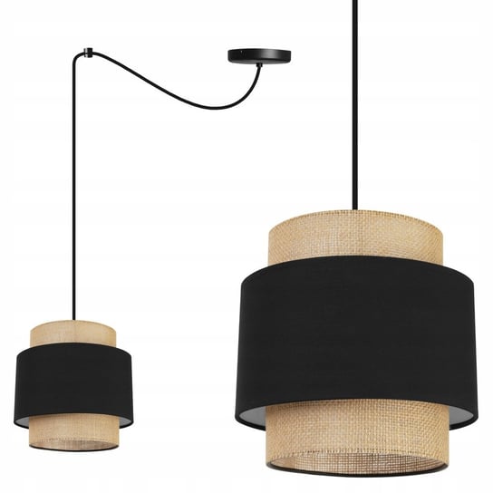 LAMPA SUFITOWA ABAŻUR BOHO CZARNY JUTA 20 CM INECT