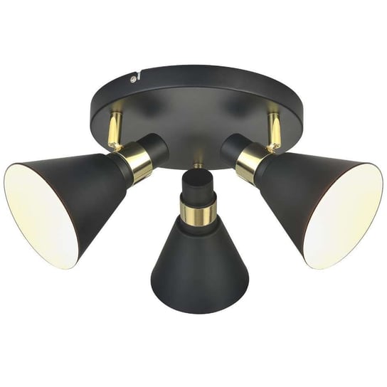 LAMPA sufitowa BIAGIO MB-H16079CK-3 Italux metalowa OPRAWA reflektorki hygge regulowane czarne złote ITALUX