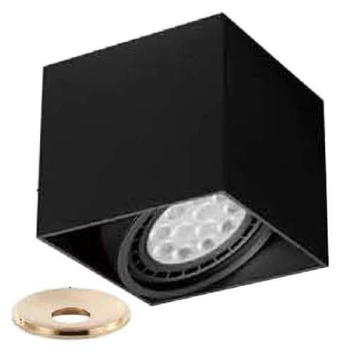 LAMPA sufitowa Cardi I Nero + Ufo Gold Orlicki Design metalowa OPRAWA downlight kostka czarna złota Orlicki Design