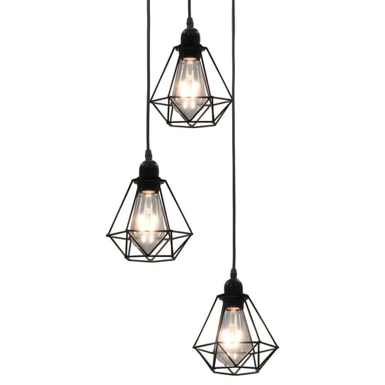 Lampa sufitowa, diamentowe klosze, czarna, 3 żarówki E27 VMP