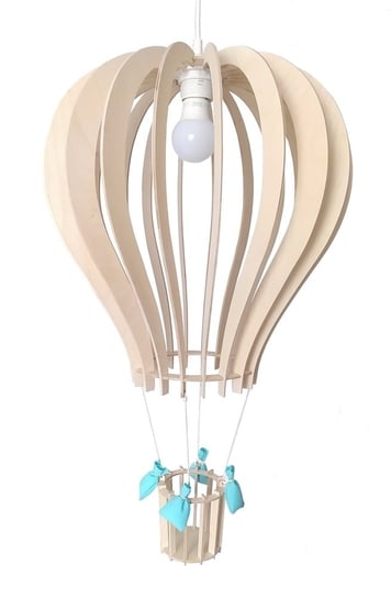 Lampa Sufitowa Drewniana Balon Abażur Z Gondolą Do Pokoju Dziecka , Biała PINO