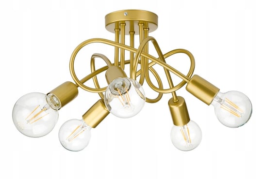 Lampa sufitowa kręcona złota żyrandol loft na 5x E27 złoty LED-ONE