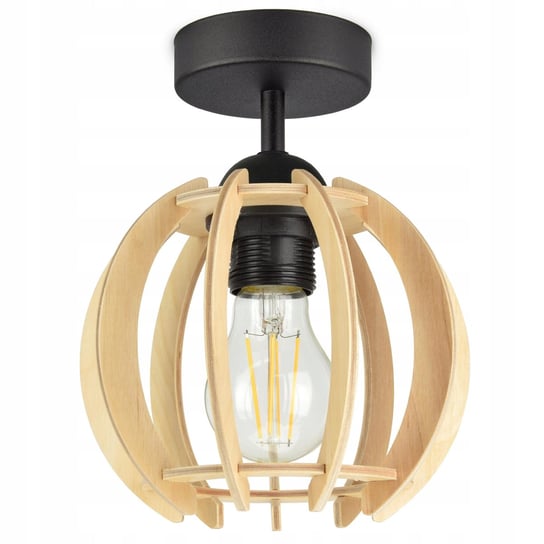 Lampa Sufitowa Plafon Żyrandol Drewniany Klosz LED Luxolar