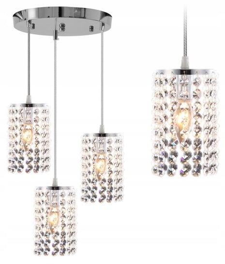 Lampa Sufitowa Potrójna Kryształ Glamour Szklana 3 Toolight