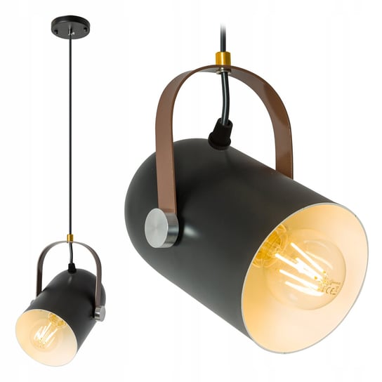 Lampa Sufitowa Reflektor Metal Czarna Z Paskiem App305-1Cp Toolight