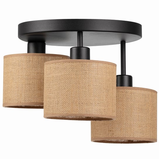 Lampa sufitowa RUSTYKALNA okrągła PLAFON mini ABAŻUR JUTA beżowy Tornado