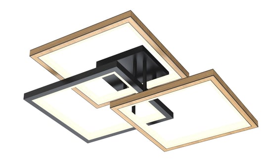 Lampa sufitowa trójka LED MALTA geometryczna BARWA CIEPŁA czarny/drewno Wofi