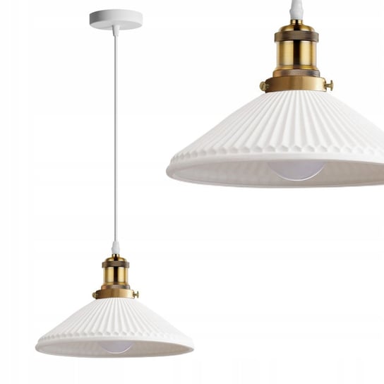 Lampa Sufitowa Wisząca Ceramiczna Biała Retro App1172-1Cp Toolight