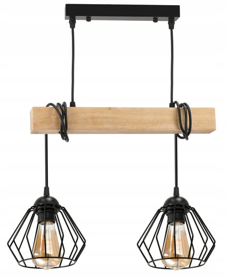 Lampa Sufitowa Wisząca LED Drewniana Belka 2x E27 Żyrandol Loft Brylant Berge