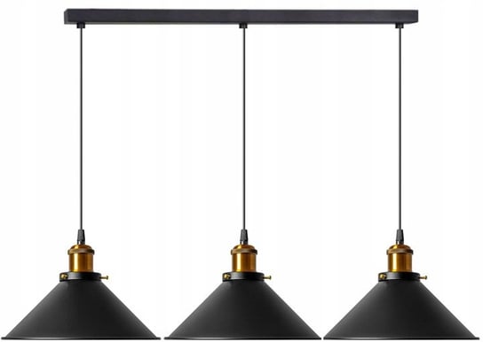 Lampa Sufitowa Wisząca Porto Industrial 3Cp Czarny Toolight
