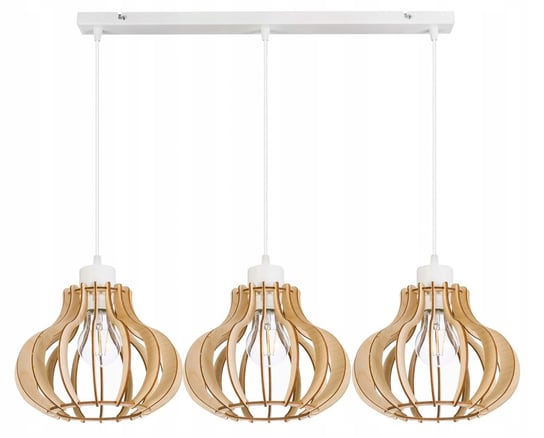 LAMPA sufitowa wisząca zwis Loft Drewno na 3x E27 INECT