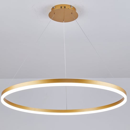 LAMPA SUFITOWA wisząca ŻYRANDOL LED + PILOT 54W 80cm RING złota duża Delux M