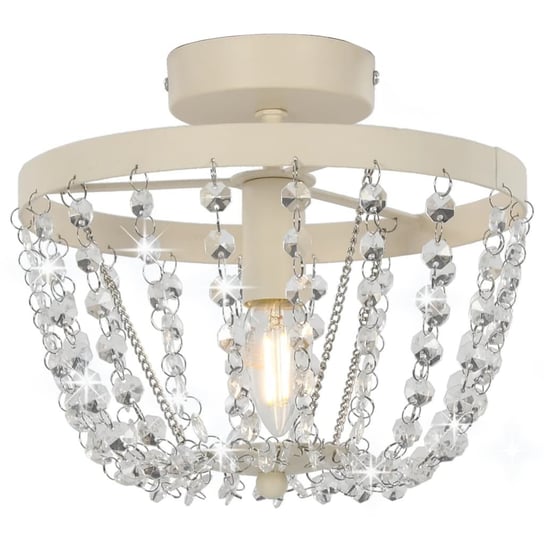 Lampa sufitowa z kryształkami i koralikami, biała, okrągła, E14 vidaXL
