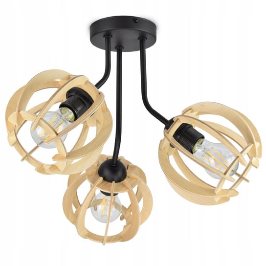 Lampa Sufitowa Żyrandol Trzy Drewniane Klosze LED Luxolar