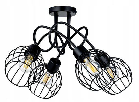 Lampa SUFITOWA żyrandol WISZĄCA LOFT drut KULA 4 LED-ONE
