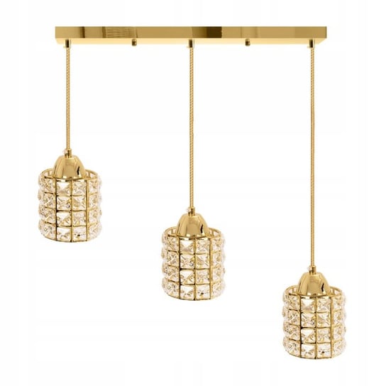 Lampa Wisząca 3 Kryształowa Złota Gold Glamour Toolight