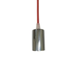 Lampa wisząca chrom czerwony okrągła tubka E27 Red Holder-Chrome Canopy VT-7338-R 3791 V-TAC V-TAC