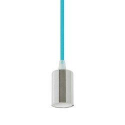 Lampa wisząca chrom jasny niebieski okrągła tubka E27 Light Blue Holder-Chrome Canopy VT-7338-LB 3787 V-TAC V-TAC