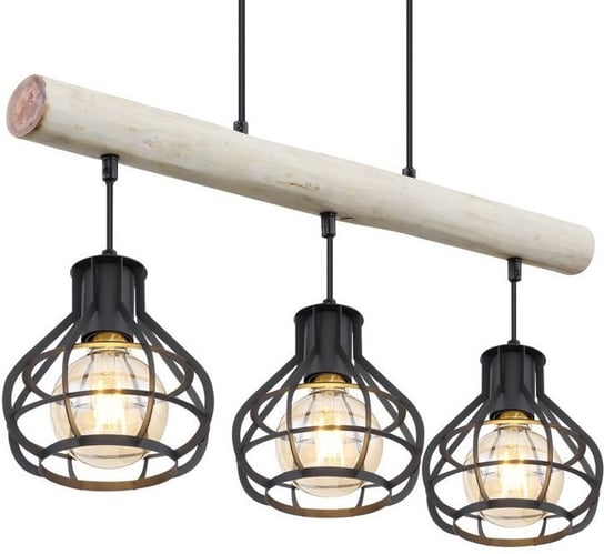 Lampa wisząca Clastra 15388-3H rustykalna belka czarna drewno Globo