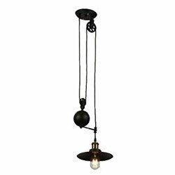 Lampa wisząca czarna okrągła 22cm kołowrotek krążek reulowana industrialna E27 Vintage Metal-Pulley VT-7201 3845 V-TAC V-TAC