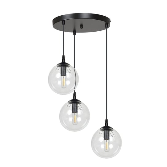 Lampa Wisząca  Emibig 3Xe14 40W Cosmo 3 Black Transparent Premium 711/3Prem EMIBIG