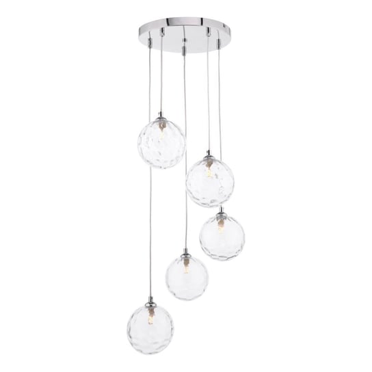 Lampa wisząca Federico 5 Light Cluster Pendant Polished Chrome Clear Dimpled 150mm Glass Inna marka