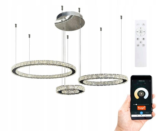 Lampa wisząca glamour Atena EX III LED ring 30/50/70cm kryształowa koła ringi Wobako