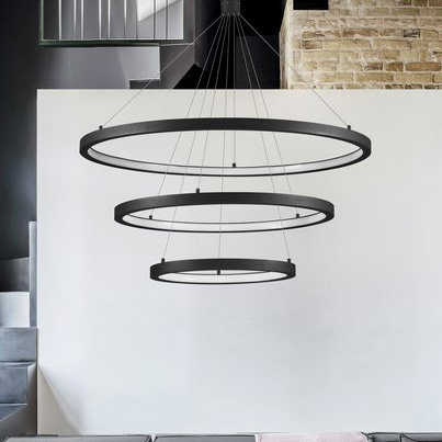 LAMPA wisząca IRUN LE41410 Luces Exclusivas okrąga OPRAWA metalowy ZWIS LED 108W 3000K pierścienie rings czarne Luces Exclusivas