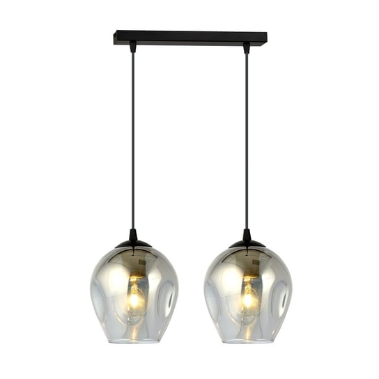 Lampa wisząca ISTAR 2 BL GRAFIT loft, klosze grafit, czarna EMIBIG