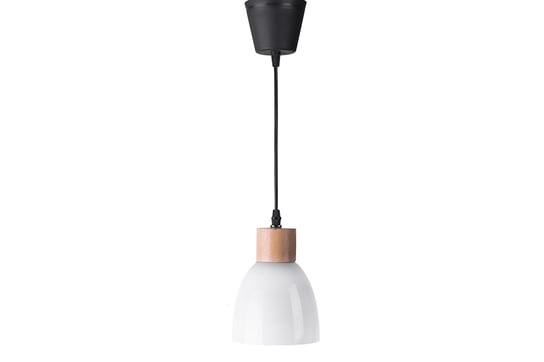 Lampa wisząca KARI biały, Ø13,5, h20, ceramika/drewno Konsimo