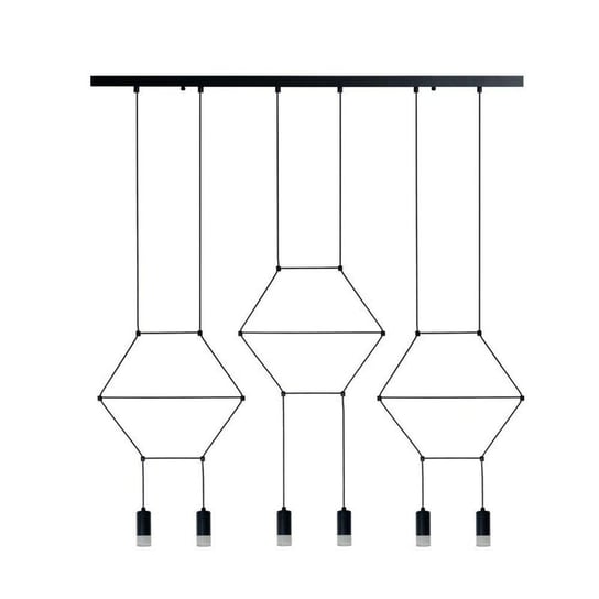 LAMPA wisząca KKSXT100-6P metalowa OPRAWA przewody ZWIS na listwie czarny Step Into Design