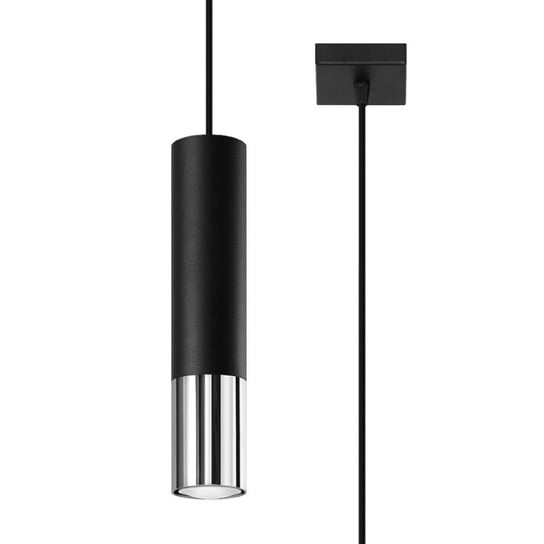 Lampa wisząca LOOPEZ 1 czarny/chrom nowoczesny tuba regulacja zawiesia SL.0940 Sollux Lighting Sollux Lighting