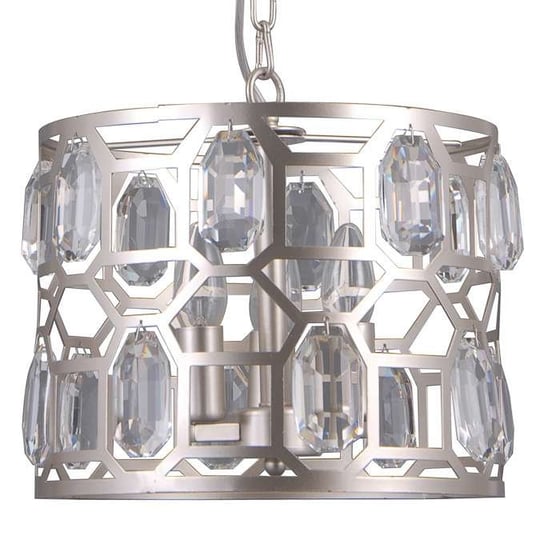 LAMPA wisząca MOMENTO PND-43400-3 Italux OPRAWA okrągły ZWIS na łańcuchu z kryształkami glamour crystal srebrny szampański ITALUX