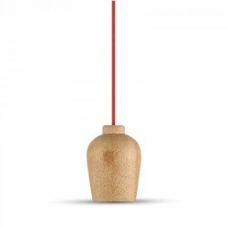 Lampa wisząca okrągła drewno czerwony E27 Wooden Holder-Red Wire VT-7778-R 3723 V-TAC V-TAC