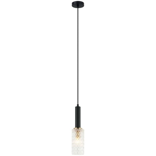 LAMPA wisząca PEROLA PND-43363-1 BK+BR Italux modernistyczna OPRAWA szklana ZWIS czarny przezroczysty ITALUX