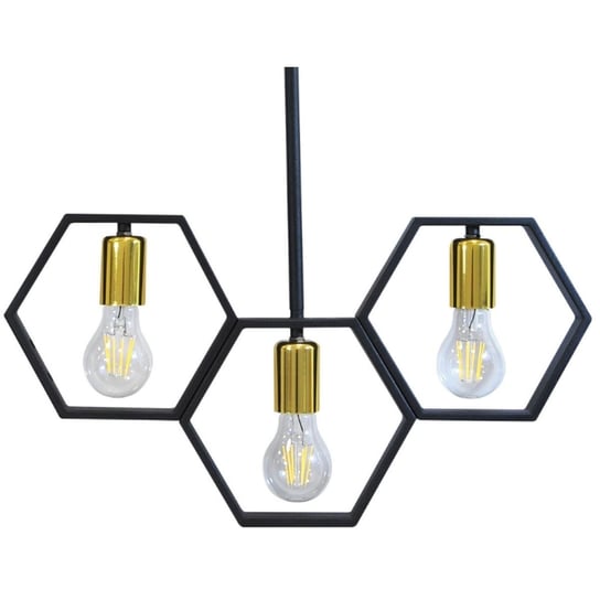 Lampa wisząca potrójna Honey 312549 Polux geometryczna czarna złota POLUX