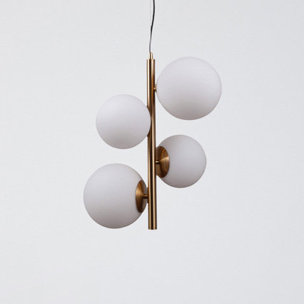 LAMPA wisząca RIGA PND-44213-4-HBR Italux loftowa OPRAWA modernistyczny ZWIS kule balls mosiądz ITALUX