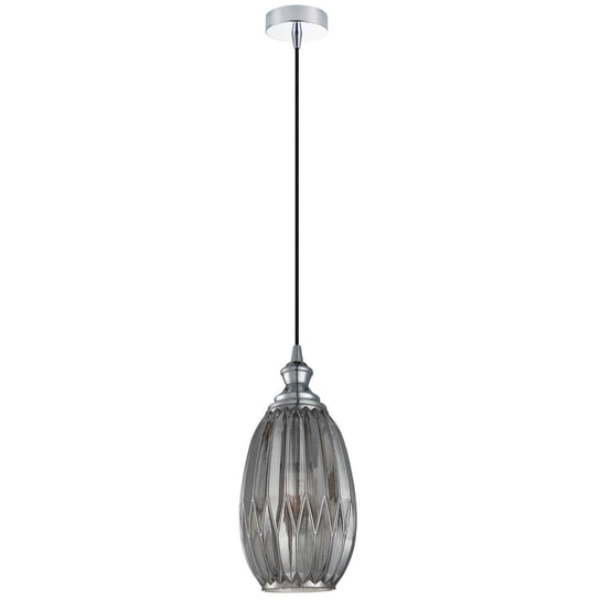 LAMPA wisząca RODEZ PND-8002-1B-GR Italux szklana OPRAWA plisowany ZWIS modernistyczny chrom szary przydymiony ITALUX