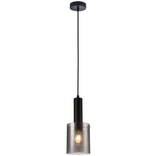 LAMPA wisząca SARDO RAIN PND-5581-1-BK+RNSG Italux loftowa OPRAWA szklany ZWIS tuba z efektem deszczu przydymiona ITALUX