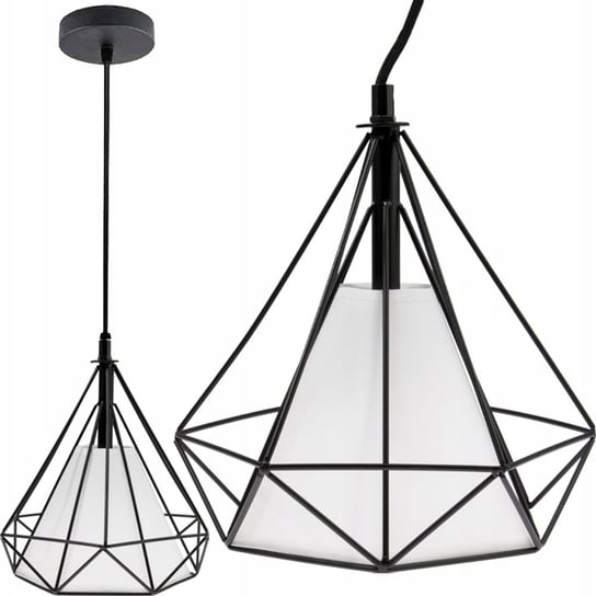 Lampa Wisząca Sufitowa Geometryczna LOFT DIAMENT 1x E27 Czarna Druciana Lumiled