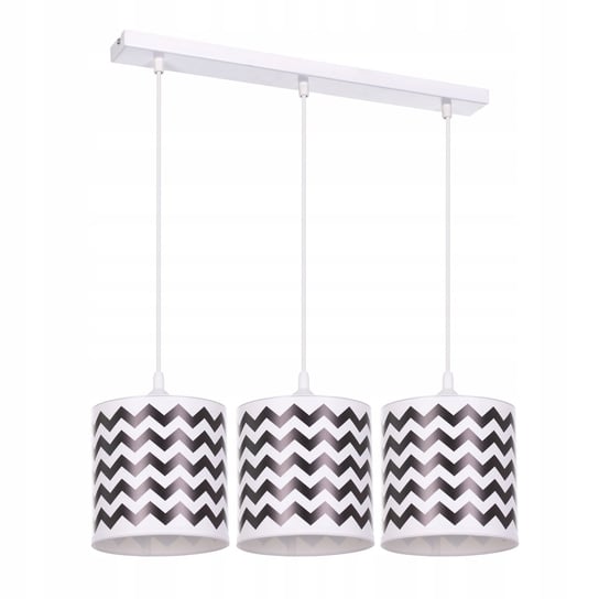 Lampa wisząca sufitowa żyrandol abażur nadruk ZYGZAKI czarne listwa 3x E27 Smile