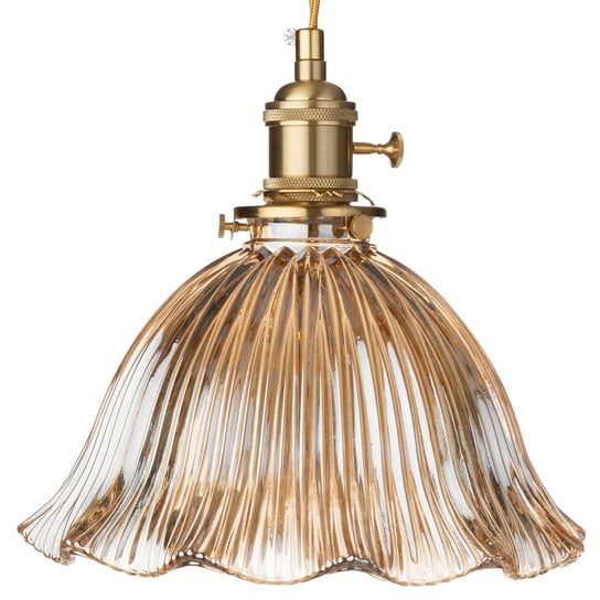 Lampa wisząca szklana złota bursztynowa ryflowana Dalia Ledigo
