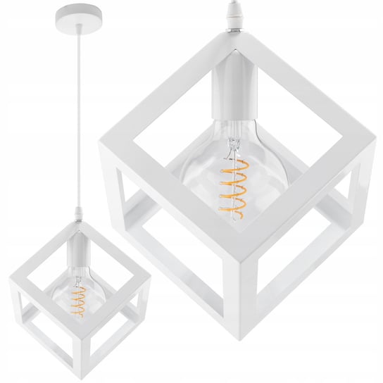 Lampa wisząca TALUS geometryczna kwadrat ZWIS do LED Biała 1x E27 LUMILED Lumiled